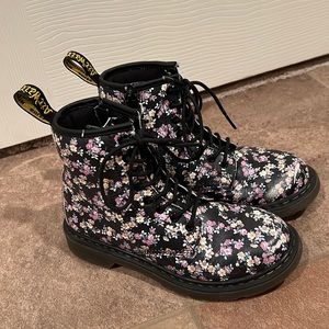 Floral Leather Lace Up Boots